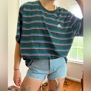 Nike oversized striped shirt sleeve tee shirt